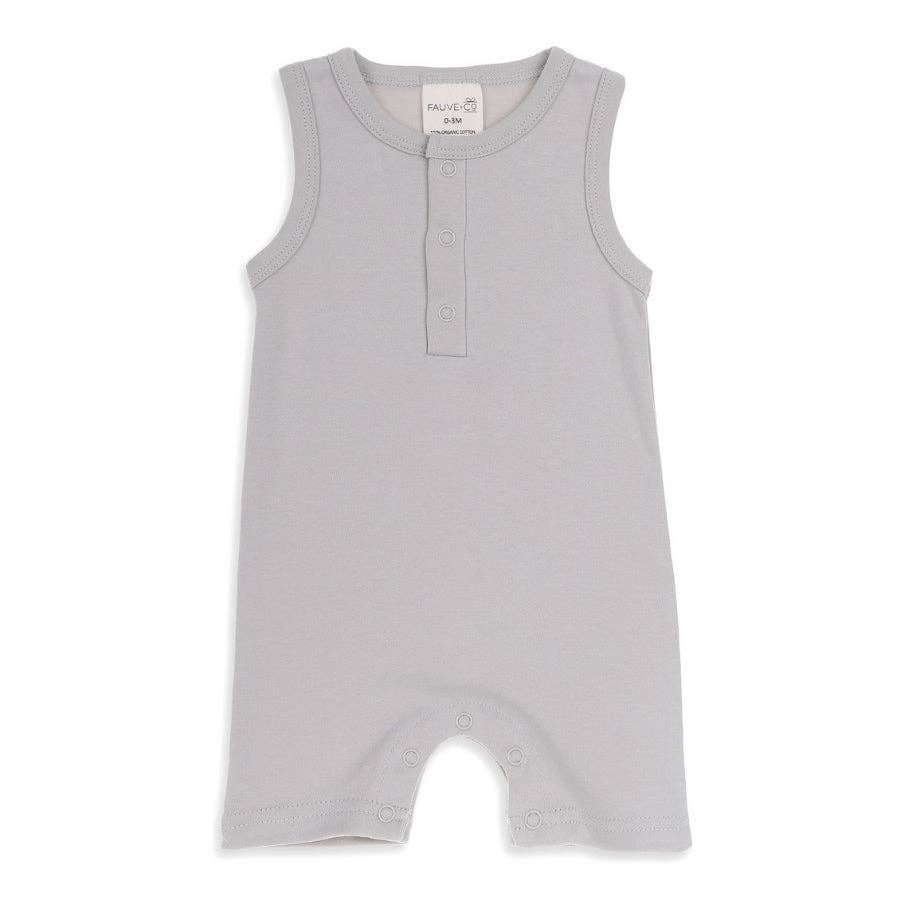 Essentials Organic Sleeveless Romper Pebble: 12-18M