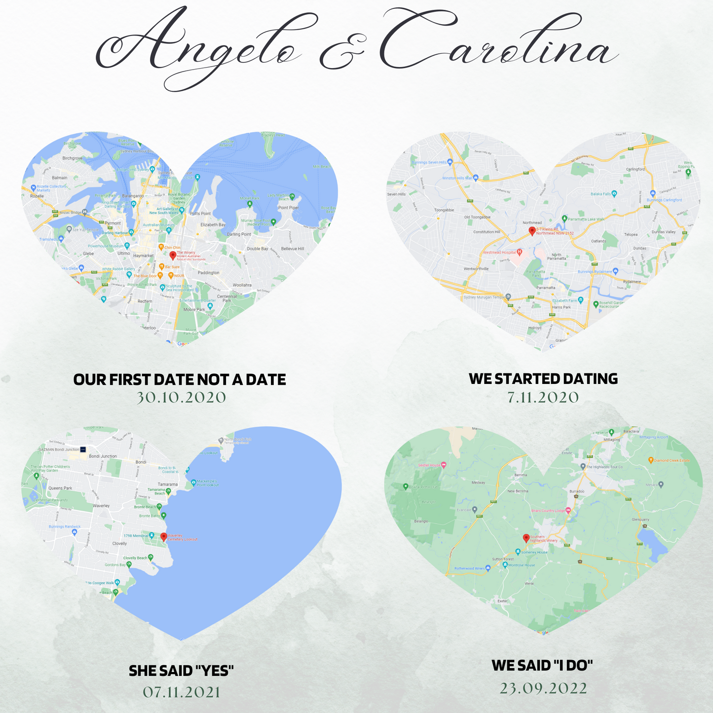 Personalised Heart Map "Love Story" Gift Frame