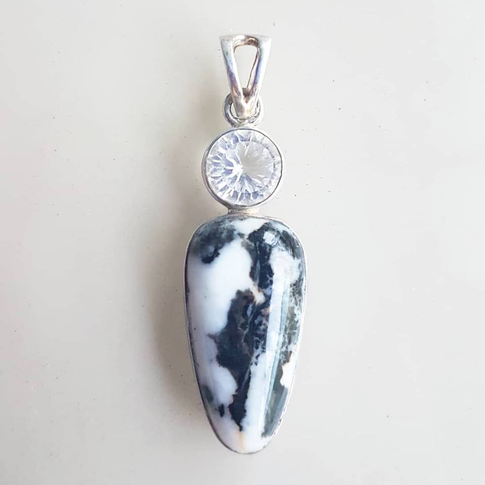 Zebra Jasper & Clear Quartz Pendant