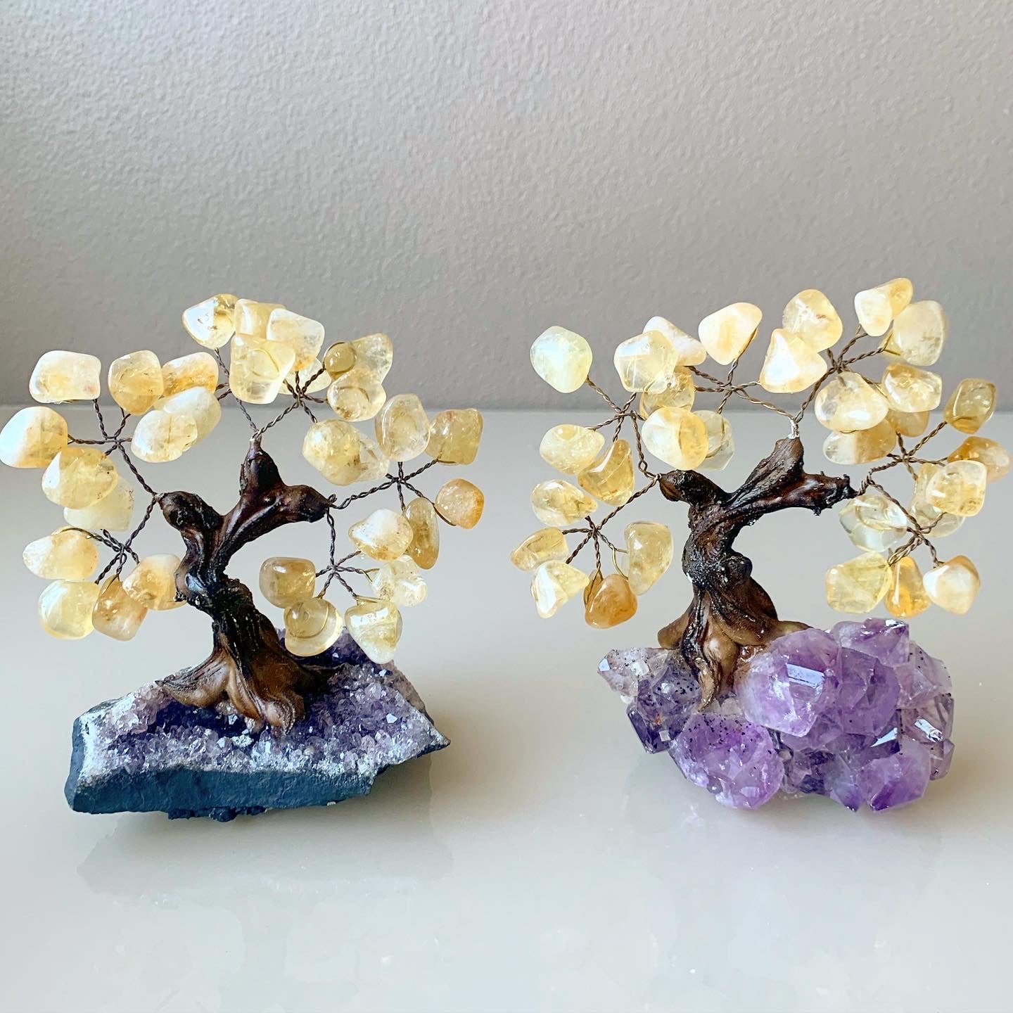 Citrine Crystal Tree on Amethyst Base