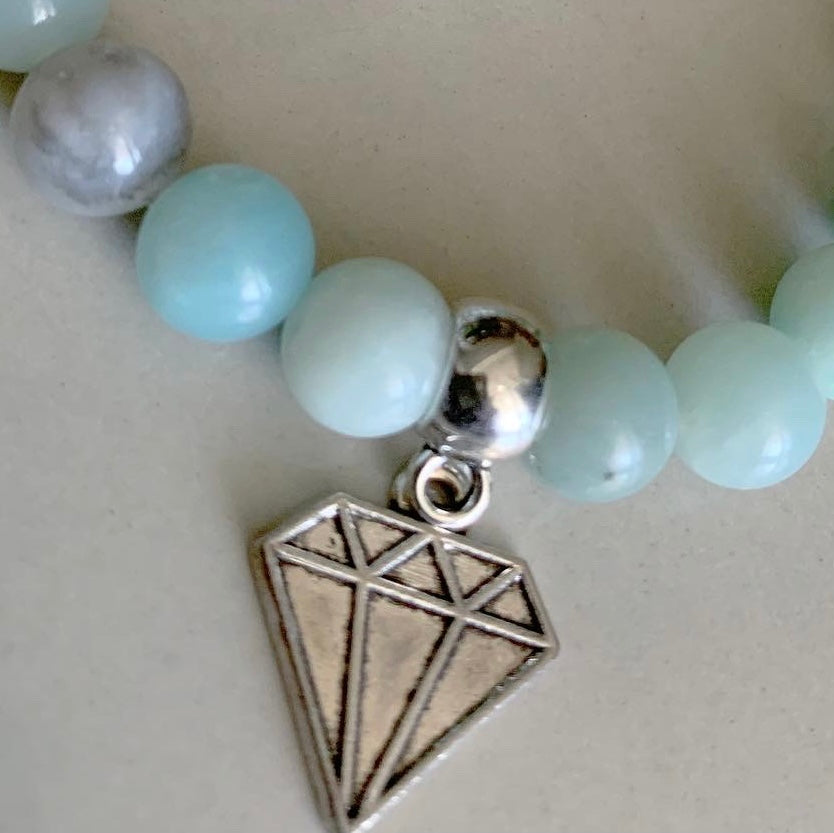 Amazonite Round 8-8.5cm Charm Bracelet