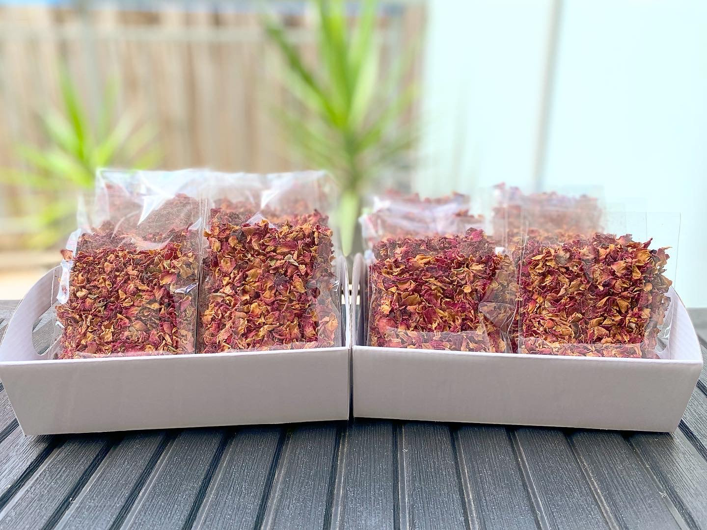 Dried Rose Petal Confetti Pouches - RED