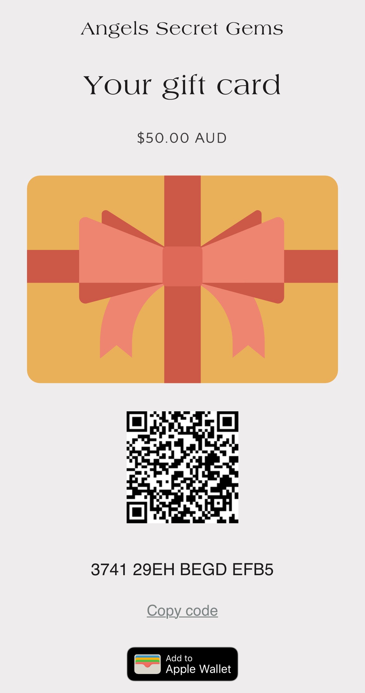 Angels Secret Gems Gift Card