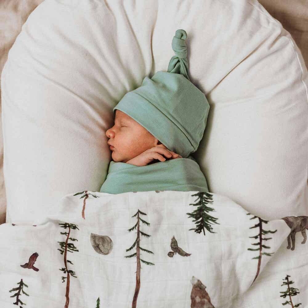 Sage Snuggle Swaddle & Beanie Set