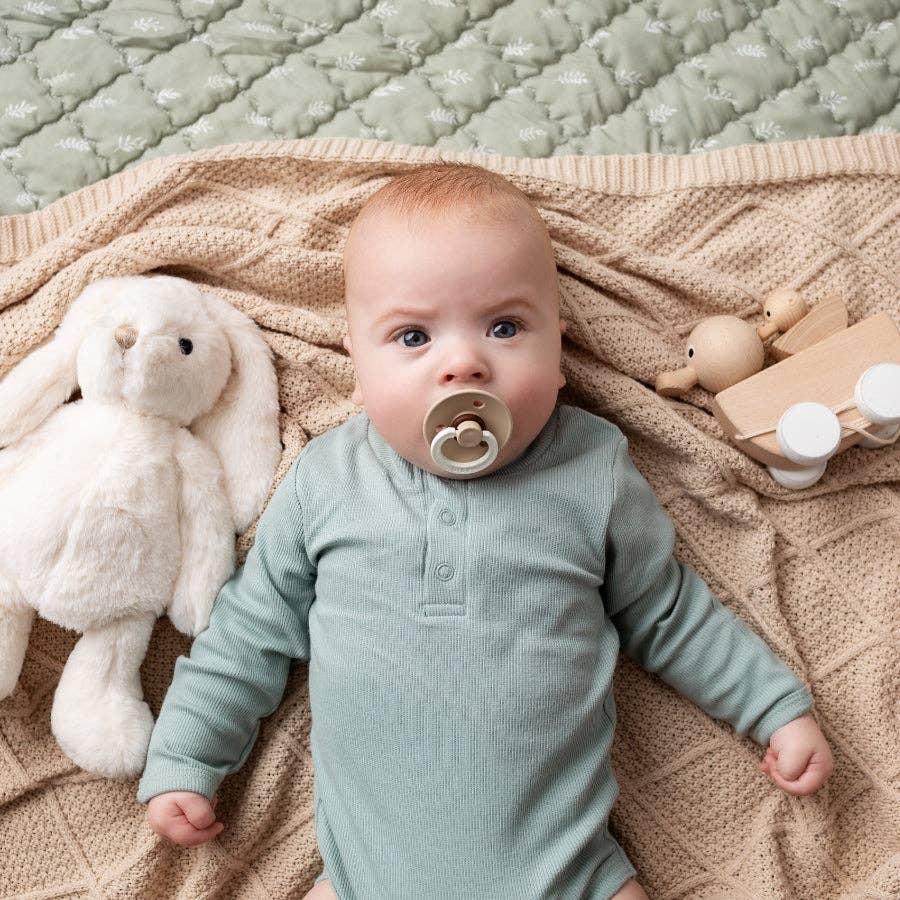 Wanderer Organic Long Sleeve Romper Aquastone: 12-18M