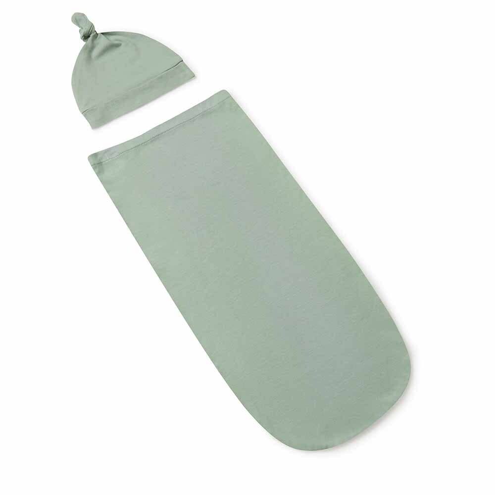 Sage Snuggle Swaddle & Beanie Set