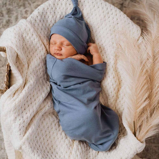 Indigo Snuggle Swaddle & Beanie Set