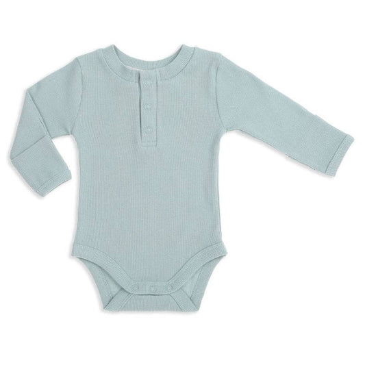 Wanderer Organic Long Sleeve Romper Aquastone: 12-18M