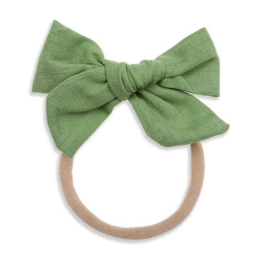 Ivy Linen Hair Bow Jade