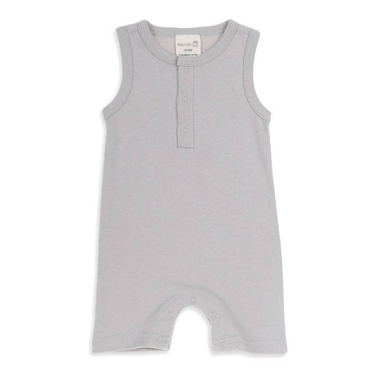 Essentials Organic Sleeveless Romper Pebble: 12-18M