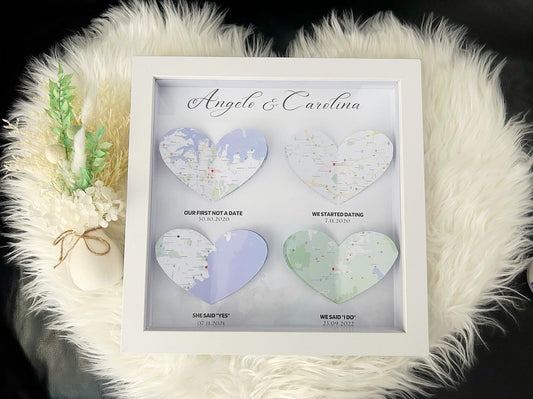 Personalised Heart Map "Love Story" Gift Frame
