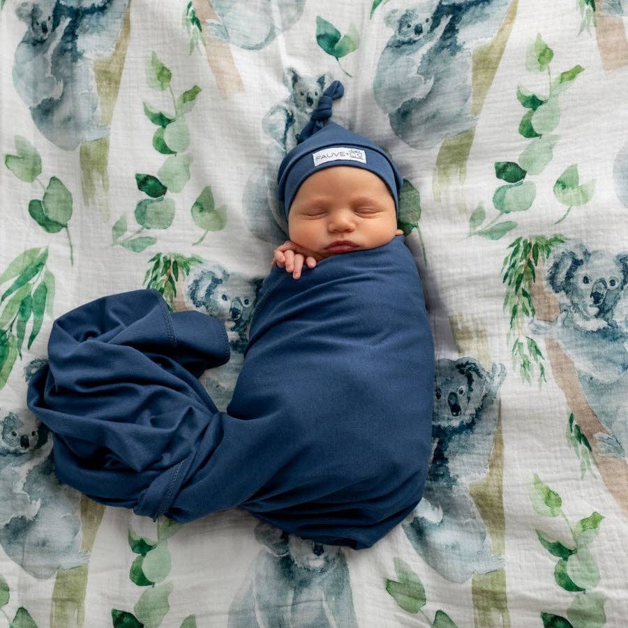 Evie Knotted Beanie Steel Blue