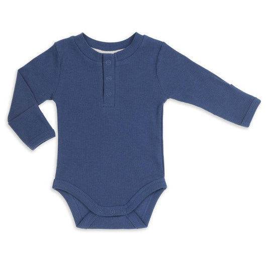 Wanderer Organic Long Sleeve Romper Oxford Blue: 12-18M