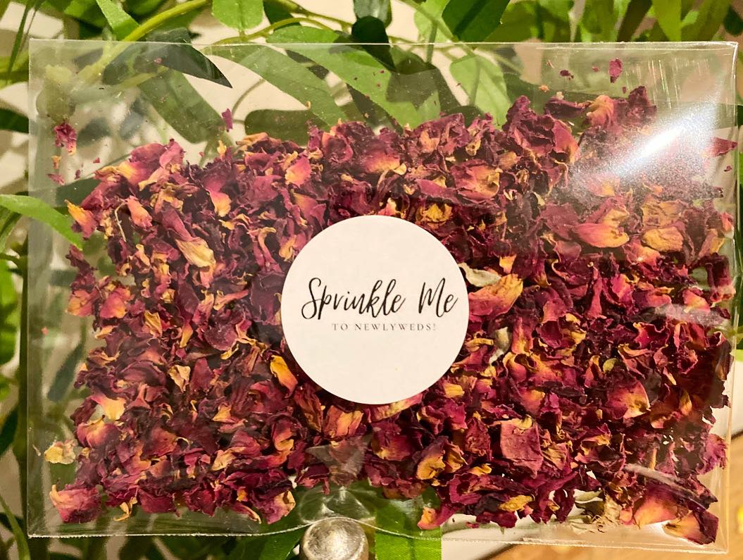 Dried Rose Petal Confetti Pouches - RED