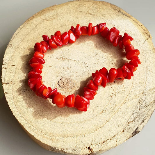 RED CORAL CHIP BRACELET