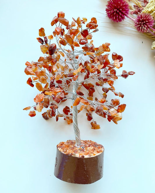 Carnelian Silver Gem Tree - Medium