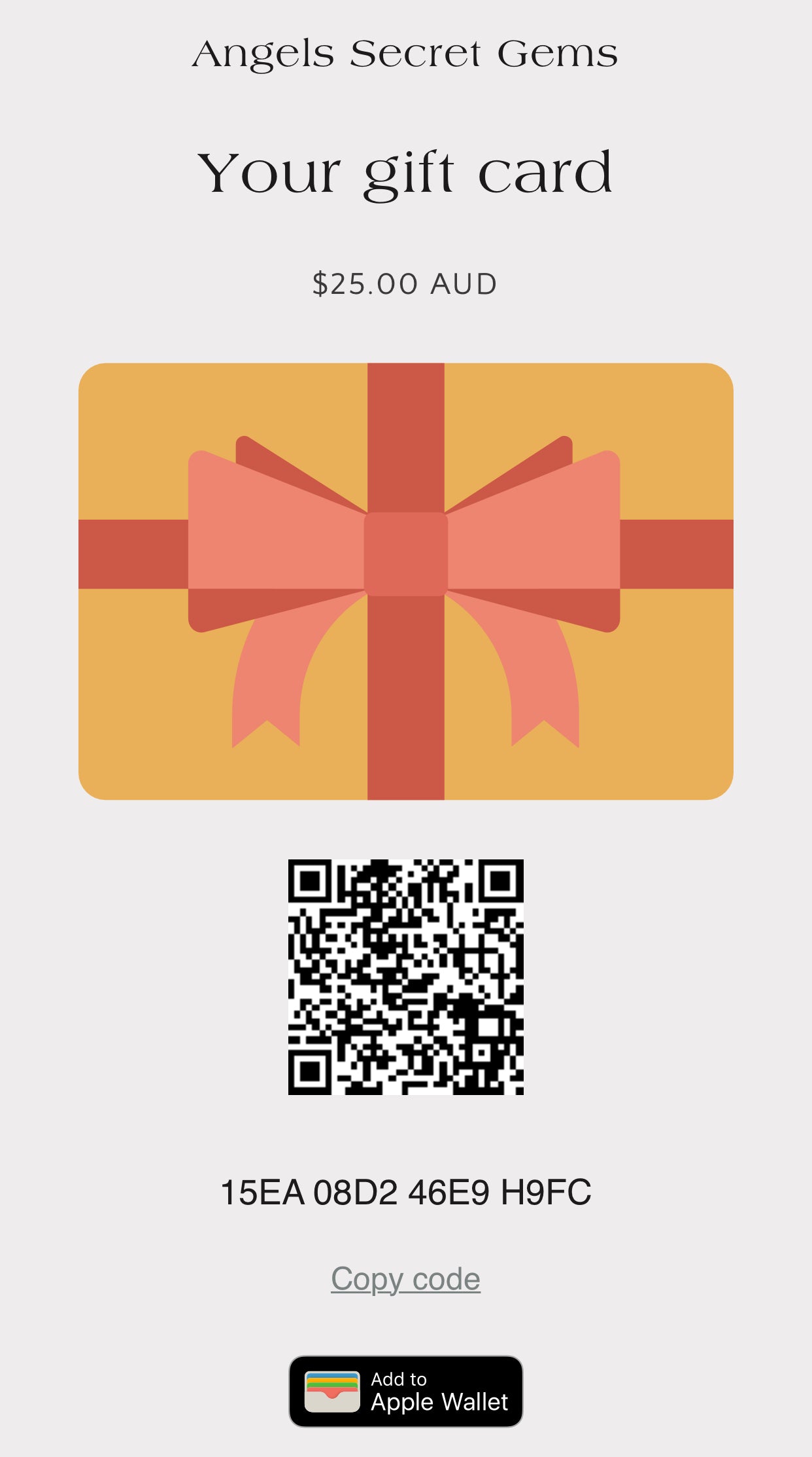 Angels Secret Gems Gift Card