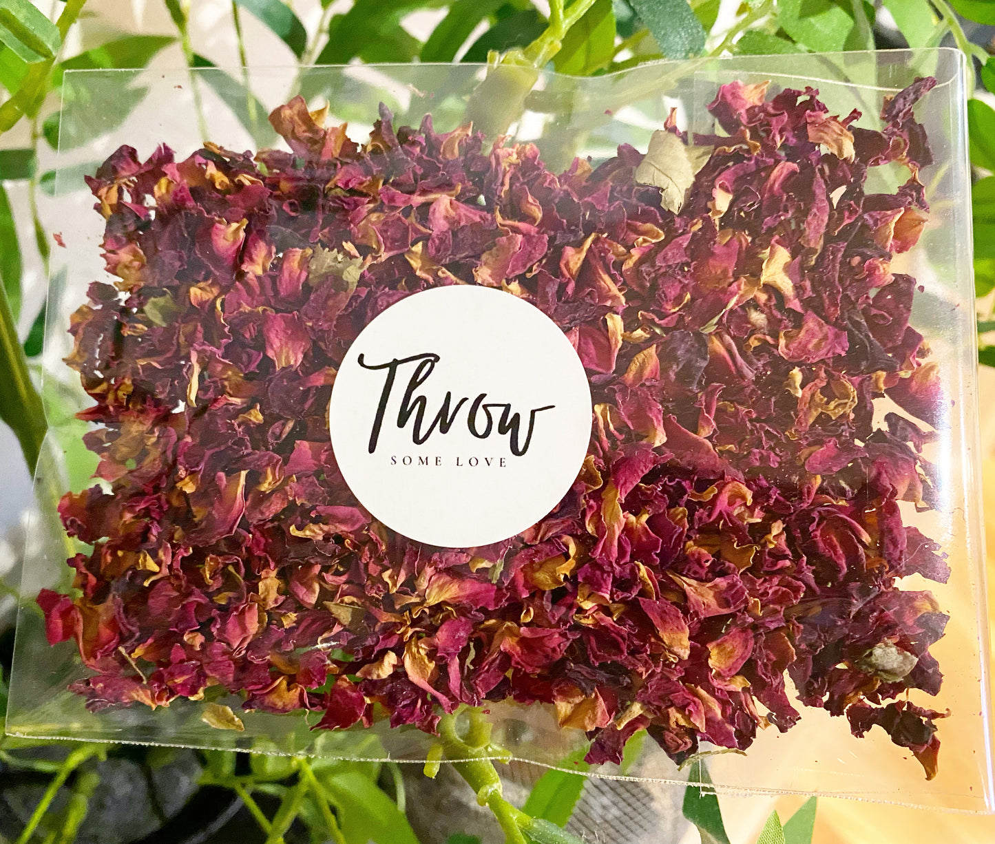 Dried Rose Petal Confetti Pouches - RED
