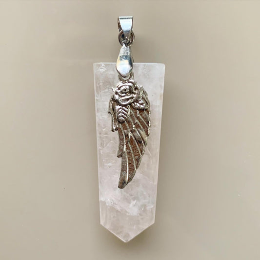Rose Quartz Angel Wing Pendant