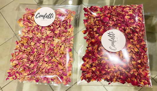 Dried Rose Petal Confetti Pouches - PINK
